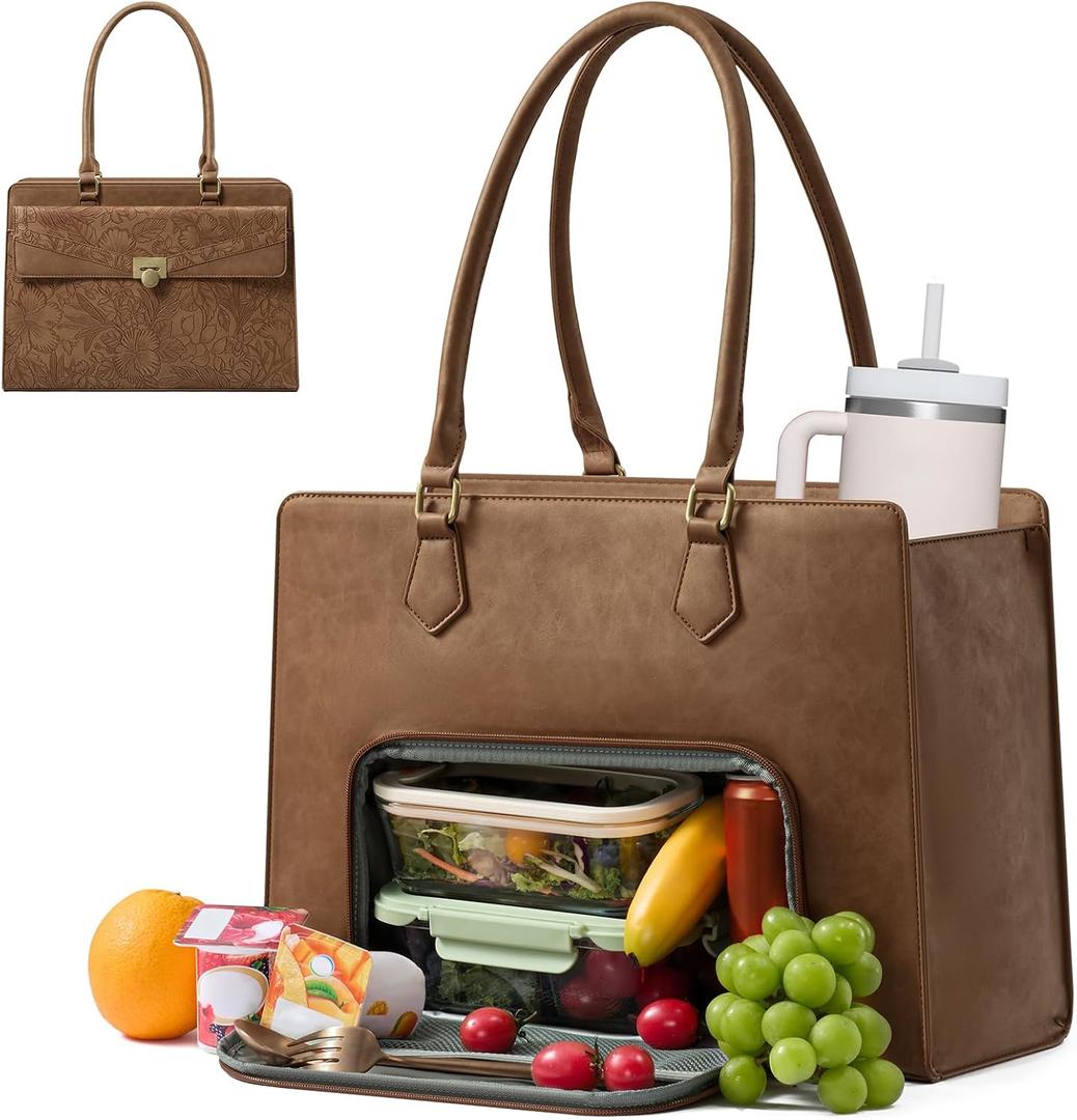 LOVEVOOK Lunch Bag for Women 17.3" Laptop Lunch Bag with Tumbler Pocket