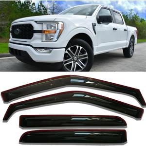 in-Channel Extra Durable Rain Guards Window Deflectors for Ford F150 2015-2020 SuperCrew, for Ford F250 F350 F450 F550 Super Duty Crew Cab 2017-2022, Vent Window Visors Sun Shiled Truck Accessories