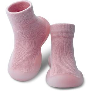 Baby Shoes Boys Girls First Walking Shoes Non Slip Soft Sole Sneakers Toddler Infant Babygirl Sock Shoes (Pink)
