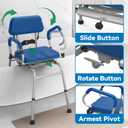 Loyoda FSA/HSA Eligible Sliding Shower Chair Tub Transfer Bench for Bathtub with Swivel Seat, Padded Shower Bench with Pivoting Arms, Height Adjustable Shower Seat, 350 lbs, Blue, Standard-Blue