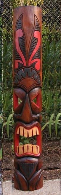 Tiki Wooden Mask Patio Tropical Bar Wall Decor Set of 1 Design 39"