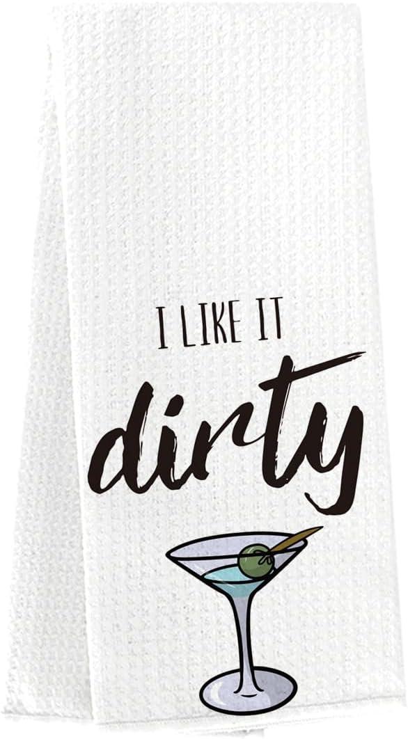 2 x Funny Dirty Martini Gift Martini Dish Towel DirtyMartini Cocktail Lovers Hand Towel Tea Towel for Home Kitchen Bar Decor