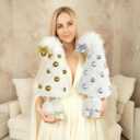 Chunful 2 Pcs Mini Furry Christmas Tree Table Centerpiece Decoration Small White Xmas Tree Tabletop Ornaments for Holiday Christmas Kitchen Home DIY Decorations