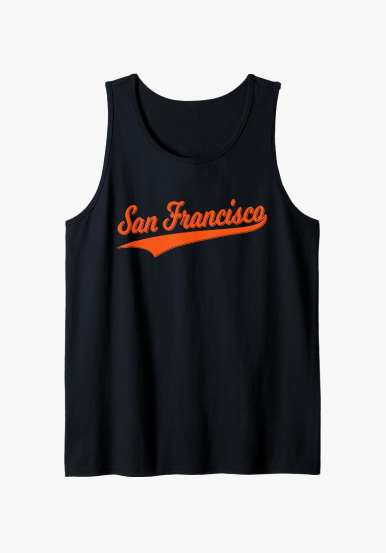 SAN FRANCISCO SF VARSITY SCRIPT VINTAGE SPORTS JERSEY STYLE Tank Top, Mens , Size Large