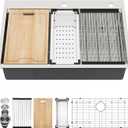 Kichae 33 Inch Drop in Kitchen Sink - 33x19 Drop Sink 16 Gauge Stainless Steel Sink Ledge Workstation Single Bowl Topmount Overmount Kitchen Sink Handmade Basin