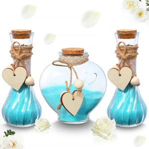 Layhit Unity Sand Ceremony Set Includes 3 Pcs Decorative Vase with Burlap and Lace Sleeves and Wooden Love Hemp Rope Personalized Ceremony Kit for Wedding Centerpiece, Sand Not Included