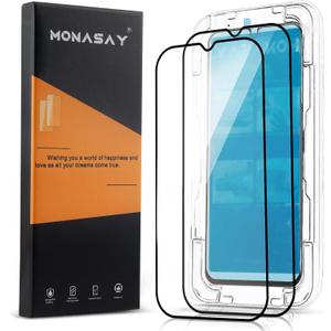 MONASAY Glass Screen Protector [2 Pack] Fit for Samsung Galaxy A15 6.5 inch[Easy Installation] HD Tempered Screen Film with Frame Full Coverage Case Friendly (Clear)