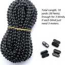 FQTANJU 10 Yards Black Plastic Roller Blind Bead Chain Cord with 12 PCS Connector Clips Replacement Repair Fittings Parts for Vertical Shades Roman Shades Roller Shade Blind
