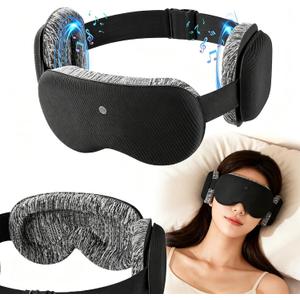 CLOZIA Sleep Headphones Wireless Bluetooth, White Noise Bluetooth Sleep Mask with 12 Soothing Sound, Sleep Mask with Bluetooth Headphones for Travel Yoga Office Meditation, Black