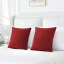 FUTEI Maroon Throw Pillow Covers 16x16 Inch Set of 2,Furry Faux Fur Teddy Boucle Textured Cushion Covers,Soft Fluffy Decorative Pillow Case,Home Decor for Couch Bed Living Room Office Car