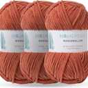 Marshmallow Yarn 3PCS 3.5oz Soft Chenille Yarn for Amigurumi Baby Blanket Yarn: No Shedding Soft Easy to Knitting and Crocheting Bulky 5# Yarn 3 Skeins of 100g (Brown)