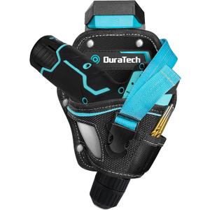 DuraTech Drill Holster with Quick Release Buckle, Driver Holster with Side Bit Pocket, Drill Holder with Holder Strap, Fits Most Belts for Electric Drills, DIY & Jobsite Use