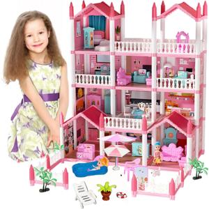 Big Doll House for Girls - Princess dreamhouse - casa Grande de muecas para nias - Amazing Home for Dolls with14 Rooms, furnitures and Pool accesories. House for Kids