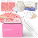 Nose Wax Kit Men, Cordless Mini Wax Warmer for Eyebrow Ear Hair Removal, Waxing Kit for Women Men with 100g Beads, 6 Applicators, 6 Nose Sticks, Storage Bag, Waxer Melter Machine for Home Travel Use (Pink)