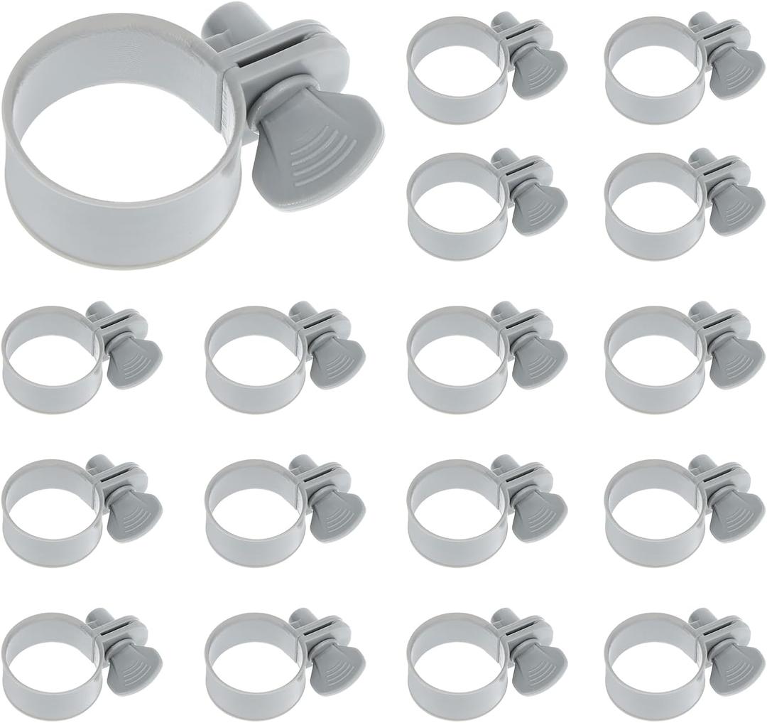 16 Pcs Adjustable Plastic Hose Clamps for 1.25''-1.5'' Above Ground Swimming Pool, Replacement Thumb Clips Screw Key Hose Clamps Plastic Filter Pump Connector for Pool PVC Pipe, Tubing