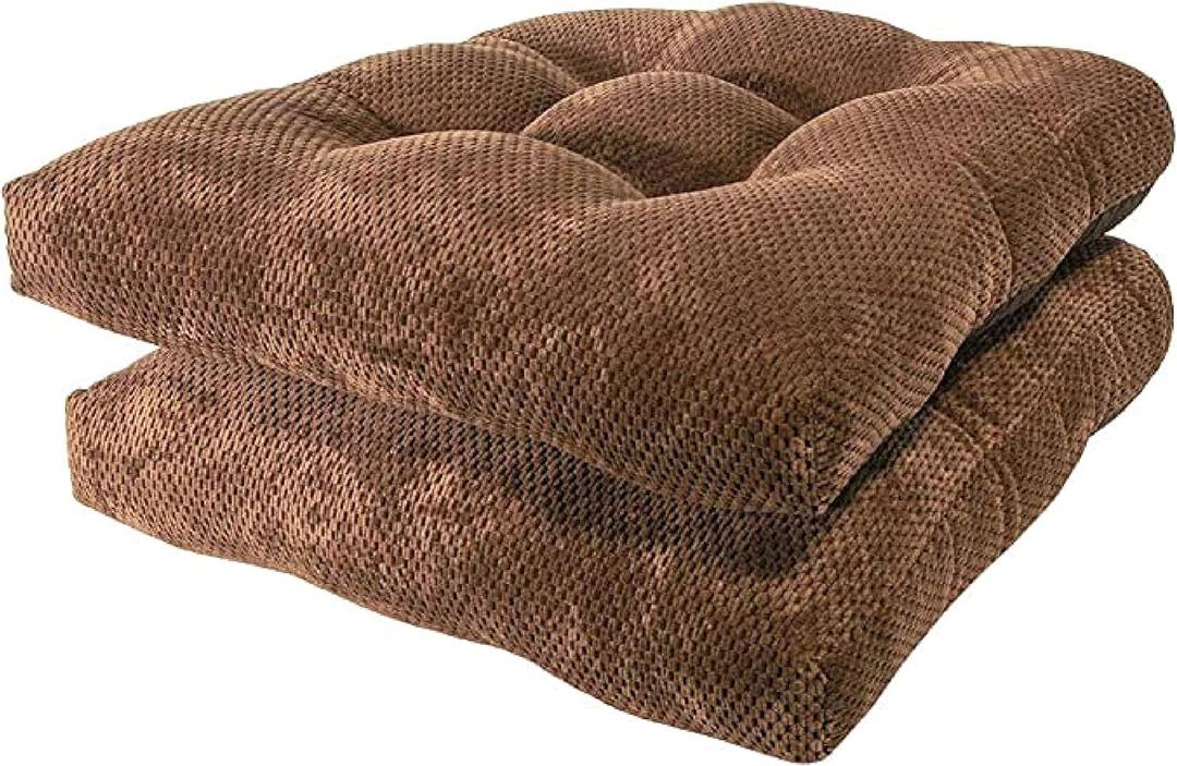 Arlee Chair Cushions for Dining Chairs, Set of 2 - Memory Foam Chair Pads, Non-Skid Backing - Durable Thick Seat Cushions for Kitchen, Office, Patio, 16" L x 16" W - Chocolate Brown