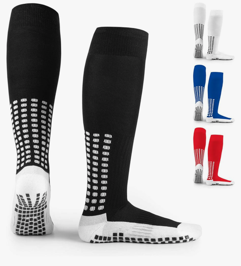 LUX Anti Slip Soccer Knee Socks,Non Slip Football/Basketball/Hockey Sports Grip Socks
