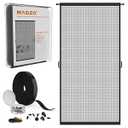 MAGZO Hanging Screen Door, Fits Door Size 32" x 80" (Curtain Size 34'' x 81''), Upgraded Fiberglass Mesh with Tension Rod&Hook&Loop (One Piece Can be Installed in 2 Ways), Weighted Bottom, Grey