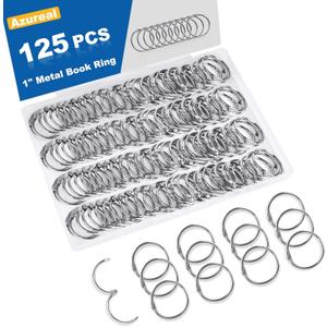 125 Pack Loose Leaf Binder Rings, 1 inch Small Binder Rings, Book Binder Rings for Index Cards, Flash Cards, Key Rings, Clip Rings, Metal Nickel Plated Book Rings for School, Home, Office - Silver