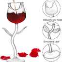 Set of 4 Rose Cocktail Glass, Flower Red Wine Glass, Clear Rose Goblet Glasses, Stem Champagne Flutes Drinkware for Mother's Day Gift, Wedding, Party, Dinner, Birthday
