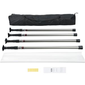 VEVOR Dust Barrier Poles, 12 Ft Poles with 4 Telescoping Poles, Carry Bag, and 32.8x13.12 Ft Plastic Film, for Interior Decoration and Painting Projects