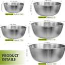 Greentainer 5-Piece Stainless Steel Mixing Bowls Set for Kitchen, Nesting Bowls for Mixing, Baking, Prepping, Cooking and Serving Food, Metal Mixing Bowls Dishwasher Safe