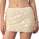 MakeMeChic Women's Sparkly Sequin Mini Skirt Y2k Low Rise Glitter Rave Micro Skirt with Shorts Underneath (Gold, S)