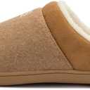 NewDenBer Women's Cozy Memory Foam Slippers Soft Fleece Lined Slip on Indoor Outdoor House Shoes (5-5.5, 5. Tan)