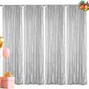 Hahuho Silver Sequin Backdrop Curtain, 4PCS 2FTx8FT Glitter Backdrop Curtain for Parties, Christmas, Wedding, Party Decoration4 Panels, 2FT x 8FT, Silver
