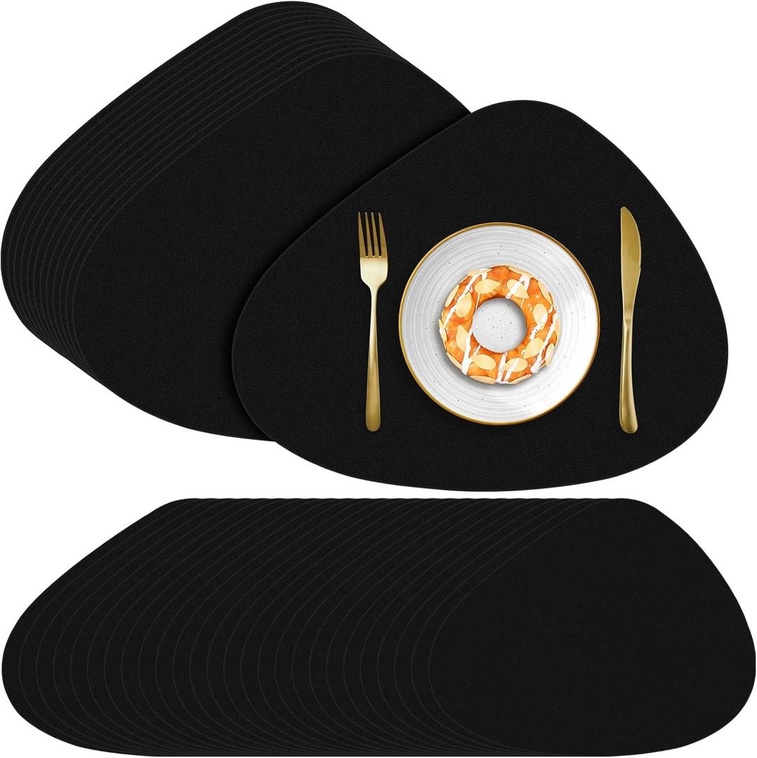 100 Pcs Disposable Paper Placemats Bulk 16.5"x13" Pebble Shape Place Mats for Graduation Kitchen Dining Table Wedding Baby Shower Birthday Party Table Decorations(Black)