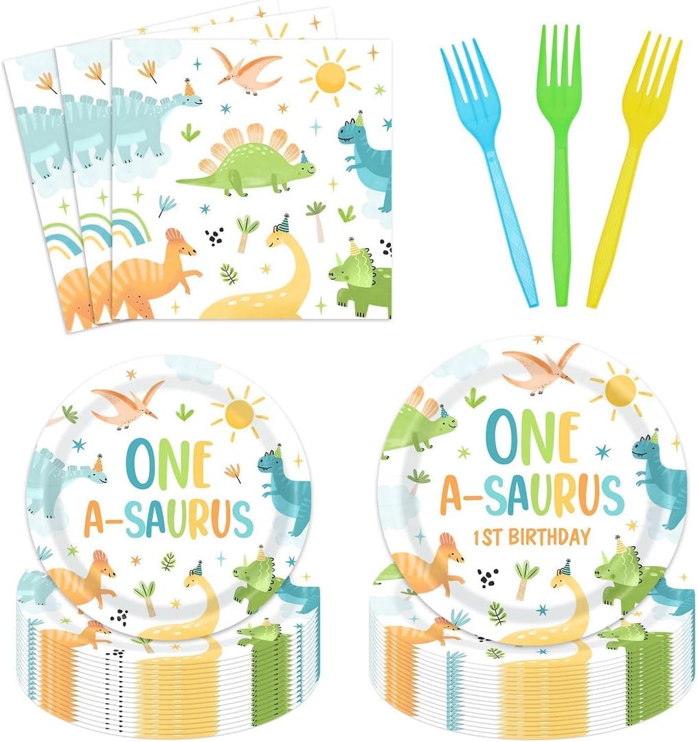 Dinosaur 1st Birthday Party Tableware Party Decorations for Boys