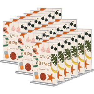 18 Pack 4x6 Acrylic Sign Holders, Clear Plastic Picture Frames 4x6  Double-Sided Vertical Table Number Holders Acrylic Display Stands for Restaurants Weddings Offices  T-Shape Photo Holder for Table