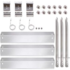 Grill Parts for Char-griller Replacement Parts, Chargriller 5050, 5650, 3001, 3072, 5072, 3030, 3008, 5252, 3000, 4000, King-griller 3008, 5252, Heat Plate, Burner Tubes, Ignitor, Hanger Brackets. (Stainless Steel with Igniters)