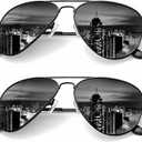 KALIYADI Classic Aviator Sunglasses for Men Women Driving Sun glasses Polarized Lens UV Blocking (E(2 Pack) Black)