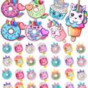 2 x Valentines Day Gifts for Kids, Valentines Unicorn Donut Erasers with Cards, Classroom Exchange Prizes & Party Favors, Ideal Valentine Gifts for Boys Girls, School Classroom Prize Exchange (Ice cream)