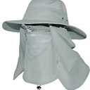Wide Brim Sun Hat with Detachable Face Cover & Neck Flap Waterproof Safari Fishing UPF 50+ UV Protection Hat for Men Women (One Size, Gray)