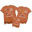 Family Halloween Matching T-Shirts Pumpkin Shirts Funny Spooky Family Costume Tees Top for Kids Adults (XX-Large, Yellow Brown)