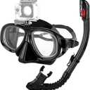 Snorkeling Gear for Adults Youth, Nearsighted Anti-Fog Diving Mask & Silicone Dry Snorkel for Scuba Diving Spearfishing Freediving (-1.5, Black)