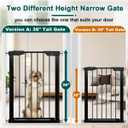Fairy Baby 36" Tall Narrow Baby Gate 22.8"-25.5" Wide for Small Doorways | Narrow Pet Gate for Small Stairs, Auto-Close Pressure Mounted Metal Dog Gate, One-Hand Open Safety Child Gate No Drill, Black
