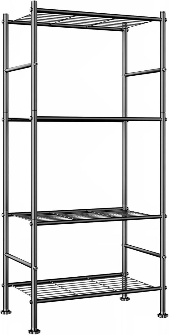 Abiglifty Storage Shelves, 4-Tier Wire Shelving, Metal Shelving with Adjustable Leveling Feet, Garage Storage for Bathroom, Closet, Kitchen