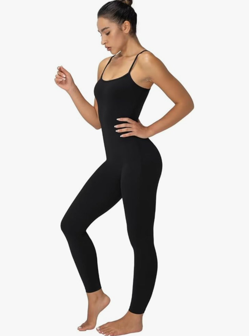 Sunzel One Piece Jumpsuits for Women Casual, Sexy Spaghetti Straps Leggings Bodysuit Tummy Control Yoga Workout Romper L