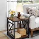 VEVOR End Table 18" Square, 2-Tier Side Table with Open Storage Shelves, Industrial Nightstand Bedside Table with Metal Frame & Wood Top, Small Sofa Table for Living Room, Bedroom, Office, Dorm, 18" x 18" x 20"