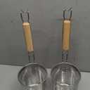 2 Pack Pasta Basket, Stainless Steel Mesh Noodle Strainer Basket with Wooden Handle, for Boiling Food, Pasta, Noodles, Dumpling, Ramen, 4.3''D x 5.7''H