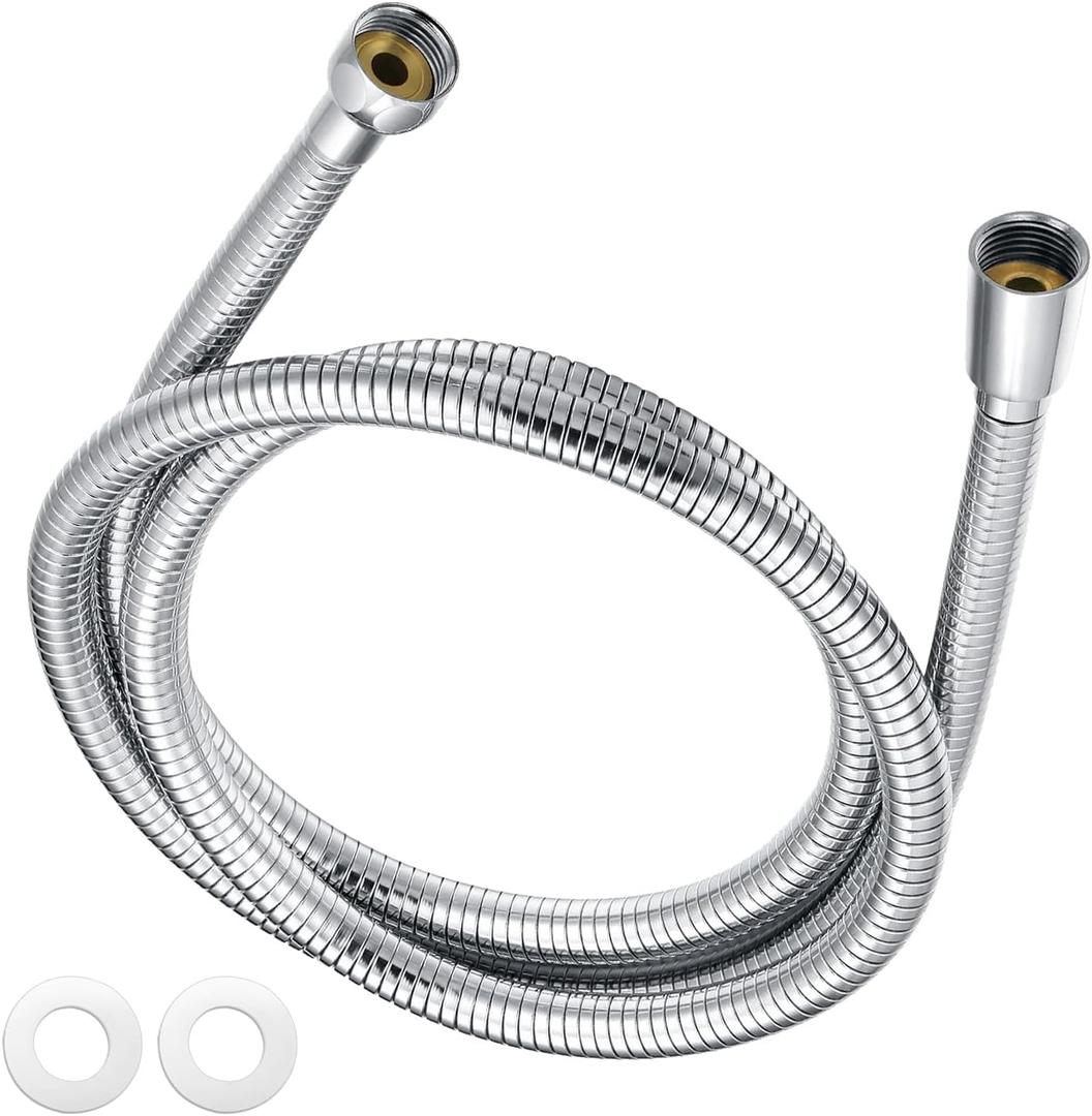 Stainless Steel Hand Held Shower Hose  59 Inch Flexible and Durable with Brass Insert and Nut, Universal Shower Hose Replacement