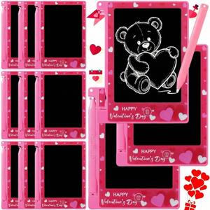 Nezyo 12 Pack Valentines Day Gifts for Kids Classroom Mini LCD Writing Tablet 4.4 Inch Colorful Drawing Tablet Valentines Exchange Party Gift Favors Supplies Classroom Goodie Bag Stuffers Boy Girl (Pink)