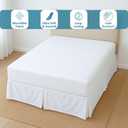 Pleated Bed Skirt Queen Size, Easy Fit with 12 Inch Tailored Drop, Wrinkle-Free Microfiber, Lightweight, Classic & Clean Look (White)