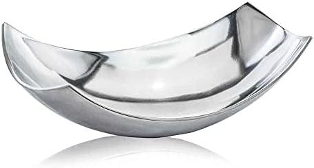 Modern Day Accents Silver SM Cucha Small Scoop, Shiny Bowl, Aluminum, Modern, Tabletop, Accent Piece, Home or Office, Decor, 13" L x 7.5" W x 4.5" H