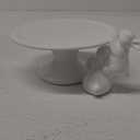 Ceramic Cake Stands Decorative Bunny - Easter Decoration Birthday Cake Display Tray for Wedding Party Graduation Gift Home Decor 6,7 x 3.25 Inch White Cake Plate Newman House Studio