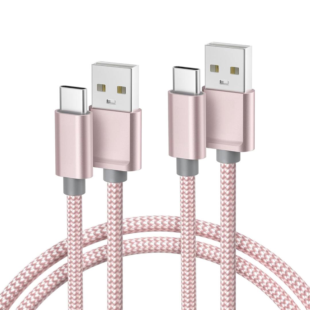 Basesailor for iPhone 17 16 Pro Max Charger Cord,USB to USB C Cable,Type C Charging Power Cord for Apple 17e 15 iPad 10 Air 4 5,Samsung Galaxy S26 S25 S24 S23,Pink,2Pack 6.6FT(2M)