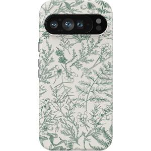 Compatible with Google Pixel 9 Pro XL Case, 2 in 1 Slim Heavy Duty Protection Hybrid Hard PC Soft Silicone Rugged Bumper Antiscratch Protective Case 6.8 inch (Green Floral)